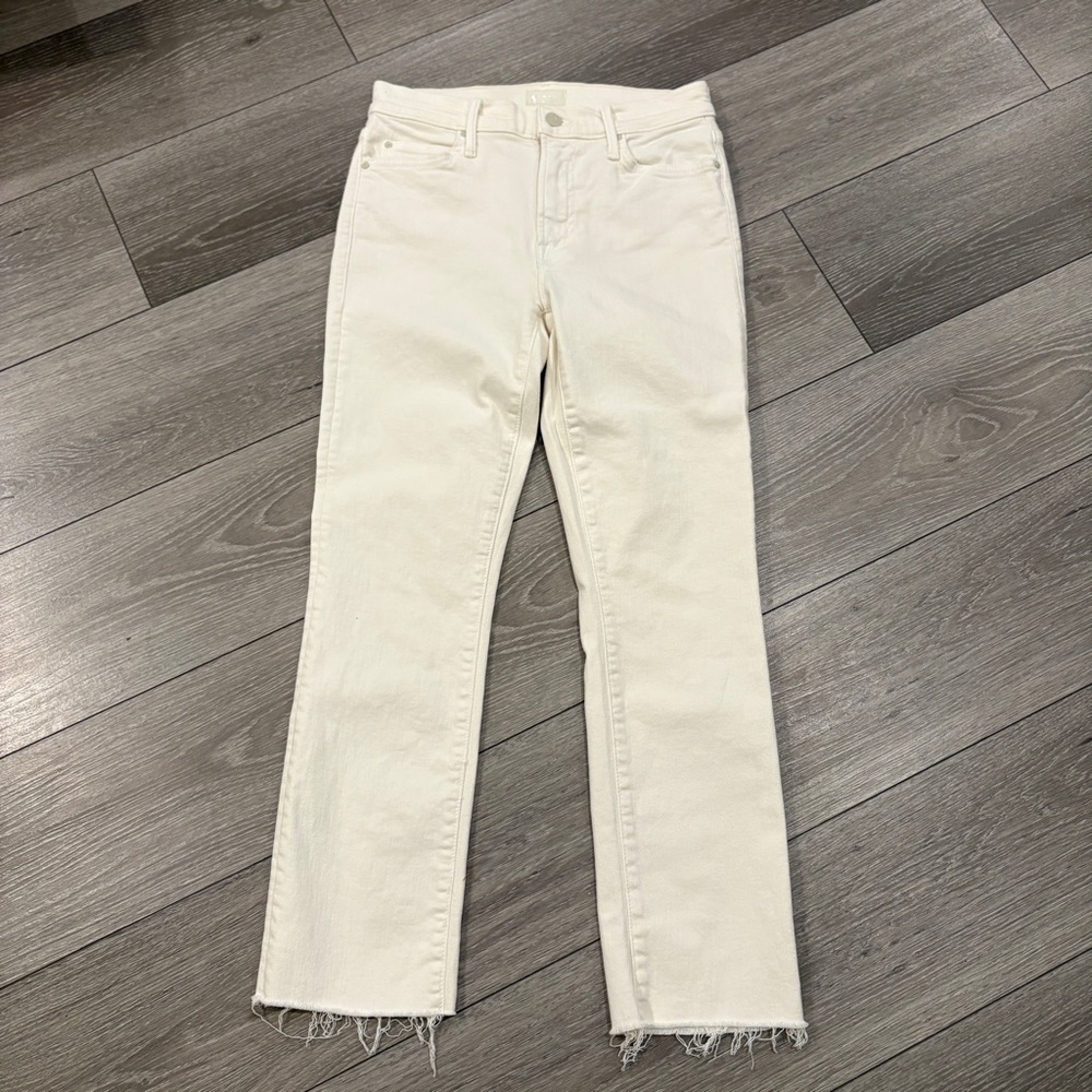 Mother The Rascal Crop Fray in Cream Puffs Size 27